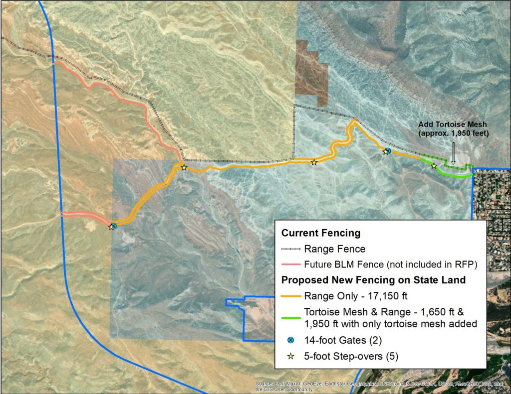 Current and proposed fencing along Navajo Drive Corridor.