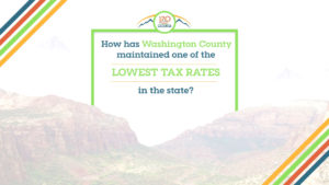 How has Washington County maintained one of the lowest tax rates in Utah state?