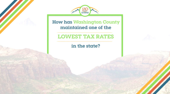 How has Washington County maintained one of the lowest tax rates in Utah state?