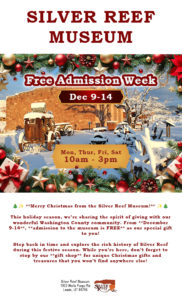 Flyer for Free Admission Week at Silver Reef Museum